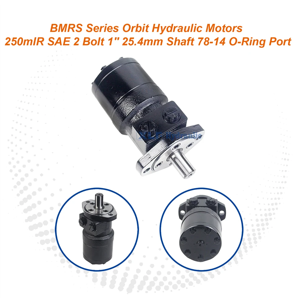 Moteur hydraulique orbital série BMRS|Cylindrée de 250 cc, boulon SAE 2-, arbre 1" 25,4 mm, ports de joint torique 78-14