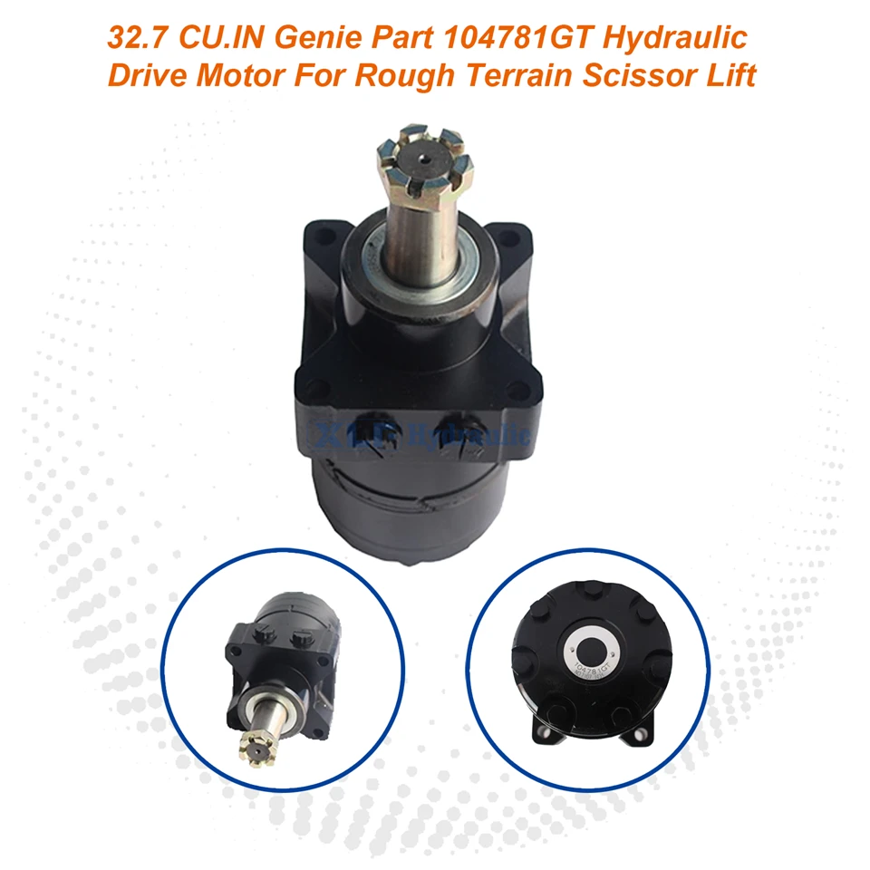 Moteur d'entraînement hydraulique Genie 104781GT 32,7 CU.IN pour élévateur à ciseaux pour terrain accidenté